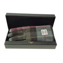Tartan Design Harris Tweed Leather Gloves Muted Green Purple Gaelsong