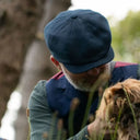 Men's Linen Herringbone Newsboy Cap Navy Gaelsong