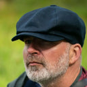 Men's Linen Herringbone Newsboy Cap Navy Lifestyle Gaelsong