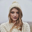 B30187 Bobble Aran Cable Knit Hat Lifestyle Gaelsong
