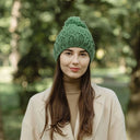 Bobble Aran Cable Knit Hat Green Lifestyle Gaelsong