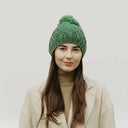 Bobble Aran Cable Knit Hat Green Studio Gaelsong