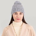 Bobble Aran Cable Knit Hat Grey Studio Gaelsong