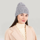Bobble Aran Cable Knit Hat Grey Studio  Gaelsong