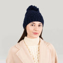 Bobble Aran Cable Knit Hat Navy Studio Gaelsong
