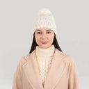 Bobble Aran Cable Knit Hat White Studio Gaelsong