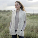 B30189 SuperSoft Merino Pocket Aran Scarf WHITE Gaelsong