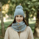 Honeycomb Aran Buttoned Snood Scarf Lifestyle Gaelsong