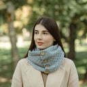 Honeycomb Aran Buttoned Snood Scarf