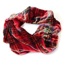 B30192 Tartan Silk Velvet Infinity Scarf- Red Studio Gaelsong
