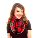B30192 Tartan Silk Velvet Infinity Scarf- Red Lifestyle Gaelsong