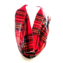 B30192 Tartan Silk Velvet Infinity Scarf- Red Studio Gaelsong