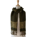B30218 Dark Olive & Mustard Celtic Reversible Scarf Studio Gaelsong
