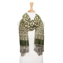 Celtic Trinity Knot Scarf - Dark Green Front View Gaelsong