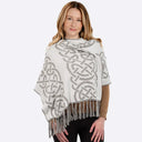 Fringed Celtic Knot Shawl in HARBOR GREY Color Gaelsong
