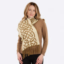 B30239 Celtic Knot Pattern Scarf FAWN BROWN Color Gaelsong
