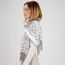B30239 Celtic Knot Pattern Scarf HARBOR GREY Color Side View Gaelsong
