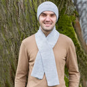 B30250 Color GREY Fishermen Style Mens Merino Scarf Gaelsong