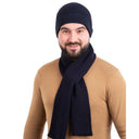 B30250 Color NAVY BLUE Fishermen Style Mens Merino Scarf Shop online on Gaelsong