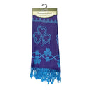 Silk Celtic Shamrock Designed Fringed Scarf Purple Gaelsong 