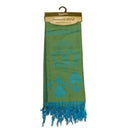 Silk Celtic Shamrock Designed Fringed Scarf Turquoise Gaelsong 