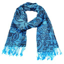 Silk & Cotton Irish Shamrock Scarf Blue Gaelsong