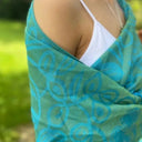 Silk & Cotton Irish Shamrock Scarf Turquoise Lifestyle  Gaelsong