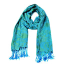 Silk & Cotton Irish Shamrock Scarf Turquoise Gaelsong