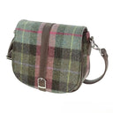B40170 Handwoven Harris Tweed Tartan Shoulder Bag Green Purple Gaelsong
