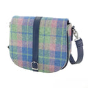 B40170 Handwoven Harris Tweed Tartan Shoulder Bag Pink Blue Gaelsong
