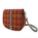 B40170 Handwoven Harris Tweed Tartan Shoulder Bag Rust With Orange Gaelsong
