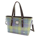 B40172 MUTED LILAC LIME GREEN TARTAN Colour Handmade Tartan Harris Tweed Large Tote Bag Gaelsong
