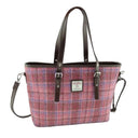 B40172 PINK TARTAN Colour Handmade Tartan Harris Tweed Large Tote Bag Gaelsong

