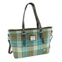 B40172 TURQUOISE TARTAN Colour Handmade Tartan Harris Tweed Large Tote Bag Gaelsong

