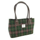 B40175 Classic Harris Tweed Tartan Handbag Green Plum Gaelsong
