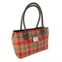 B40175 Classic Harris Tweed Tartan Handbag Red Green Tartan Gaelsong
