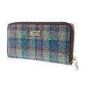 Women's Handwoven Harris Tweed Zip Wallet Blue Purple Gaelsong