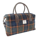 B40223 Handmade Tartan Harris Tweed Overnight Bag Grey with Rust Gaelsong
