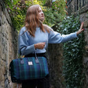 B40223 TURQUOISE TARTAN Colour Handmade Tartan Harris Tweed Overnight Bag Lifestyle Gaelsong
