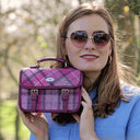 B40233 Handwoven Harris Tweed Mini Satchel Pink Overcheck Lifestyle Gaelsong
