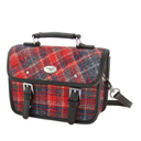 B40233 RedGray Handwoven Harris Tweed Mini Satchel Gaelsong