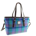 B40241 Handmade Harris Tweed Tote Bag Green Purple Gaelsong
