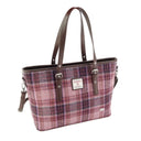 B40241 Handmade Harris Tweed Tote Bag Pink Burgundy Gaelsong
