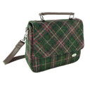 B40243 GREEN PLUM CHECK Colour Harris Tweed Square Shoulder Bag Gaelsong
