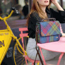 B40243-MULTI-COLOUR-TARTAN Harris Tweed Square Shoulder Bag Lifestyle gaelsong
