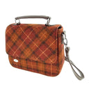 B40243 RUST WITH ORANGE OVERCHECK Colour Harris Tweed Square Shoulder Bag Gaelsong
