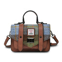 B40248 CHESTNUT BLUE TARTAN Colour Handwoven Mini Harris Tweed Satchel Gaelsong
