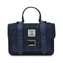 B40248 NAVY OVERCHECK Colour Handwoven Mini Harris Tweed Satchel Gaelsong
