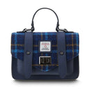 B40248 NAVY TARTAN Colour Handwoven Harris Tweed Satchel Gaelsong
