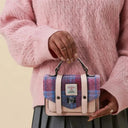 B40248 Mini PINK BLUE TARTAN Colour Handwoven Mini Harris Tweed Satchel Gaelsong
